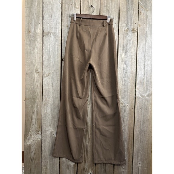 Princess Polly Wide Leg Pants Womens XXS US 2 Brown High Waisted Trouser - Picture 3 of 6